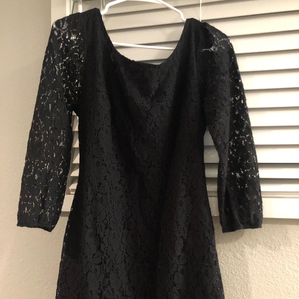 Black lacy 3/4 length dress